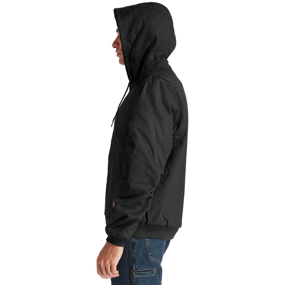 Timberland Mens Jackets PRO® Gritman Lined, Hooded Canvas - Black - India UY6789412